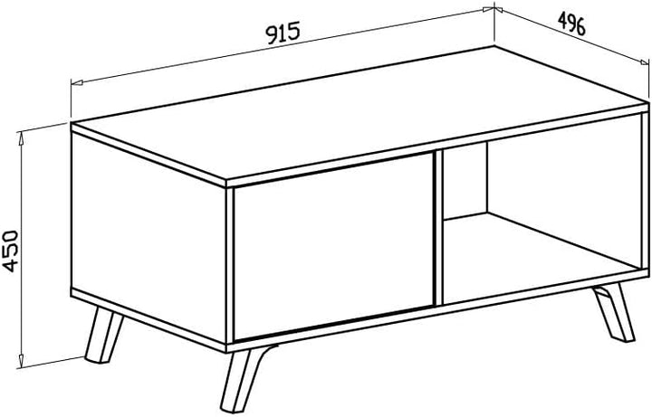 Skraut Home – Couchtisch – 45 x 92 x 50 cm – Niedriger Tisch, ideal für Wohnzimmer oder Esszimmer –