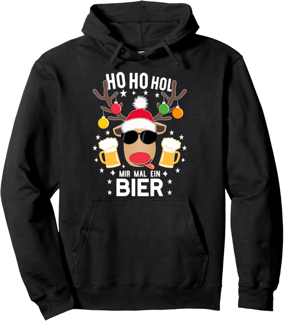 Ho Ho Hol mir mal ein Bier Rentier Elch Weihnachten Bier Pullover Hoodie