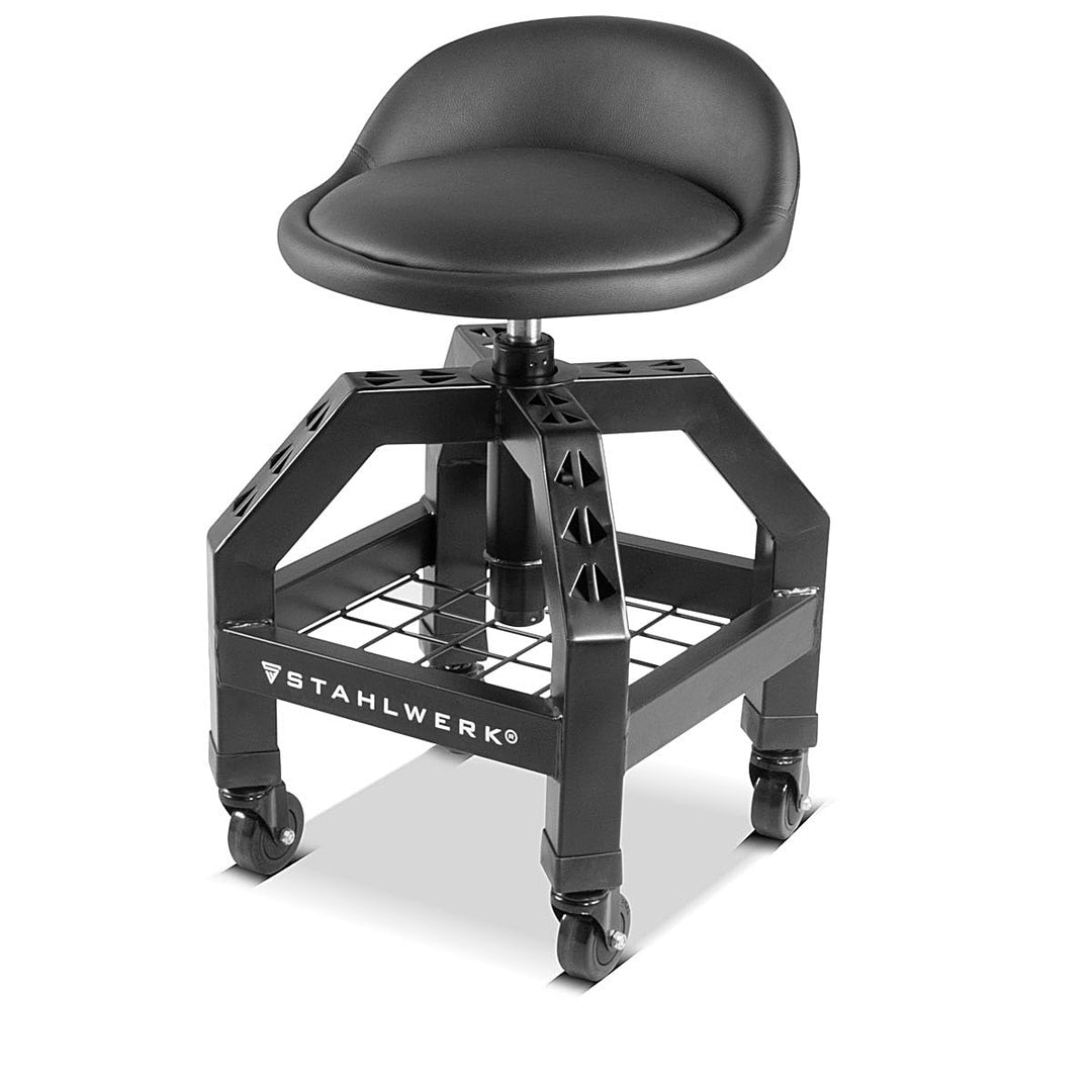 STAHLWERK Werkstatthocker VWH-300 ST 136 kg 59–76 cm Sitzhöhe | Höhenverstellbar, grosses Ablagefach