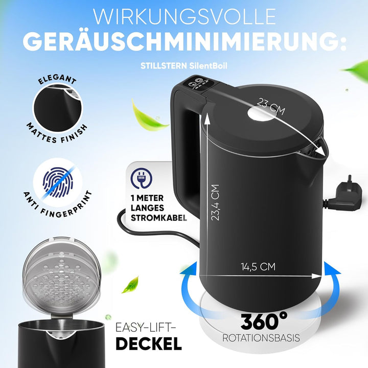 Stillstern Wasserkocher mit Temperatureinstellung [1,7L | 40-55-70-85-100°C], 12 Std. Warmhalten, Pr