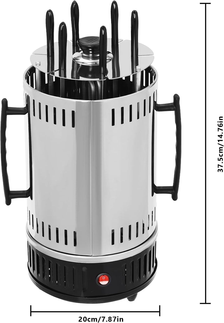 Elektrogrill 1000W Vertikaler Elektrischer Grill mit 5 Spiesse 400-500℃ Grill Elektro Elektrogrills