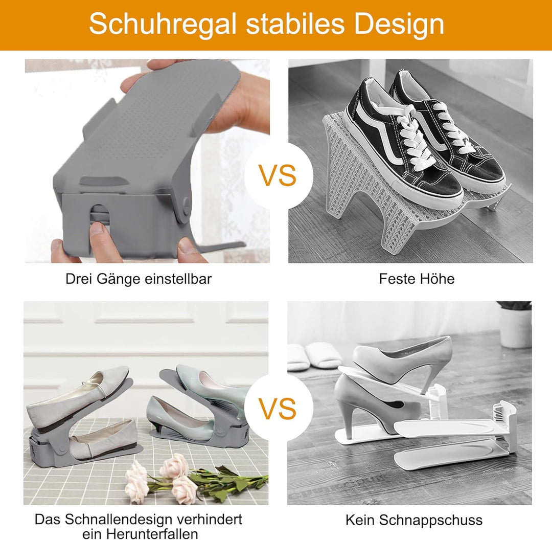 XMTECH 20 Stück Stapelschuhhalter DREI Höhen Einstellbar Schuhaufsteller Praktische Aufbewahrung Pla