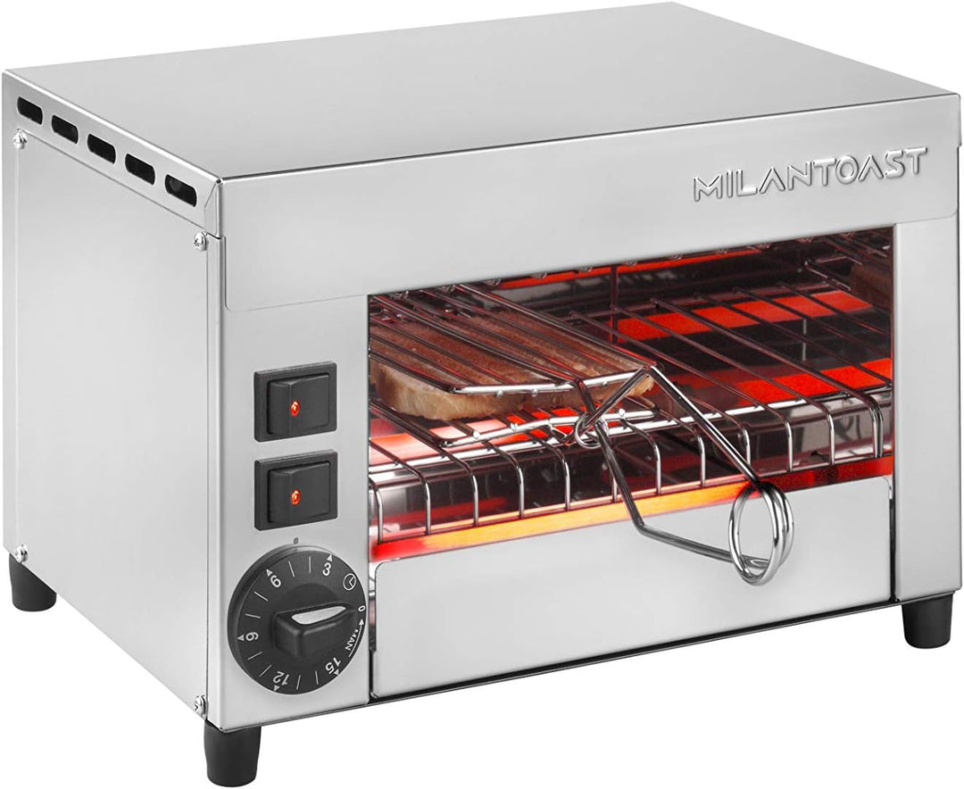 Milan Toast - Backofen - Toaster 2 Plätze - 2 Zangen - Timer 15 Minuten - 220-240 V 50/60 Hz 1,21 kW