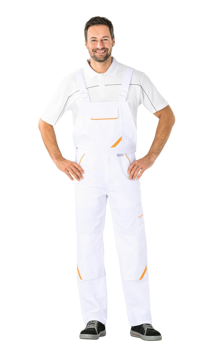 Planam Highline Herren Latzhose reinweiss gelb Modell 2337 Grösse 48 reinweiss/gelb 48, reinweiss/ge