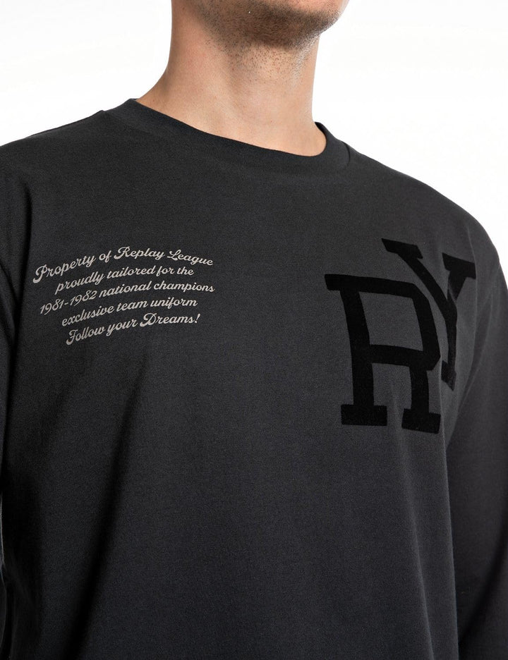 Replay Herren Langarmshirt aus Baumwolle M 099 Blackboard, M 099 Blackboard