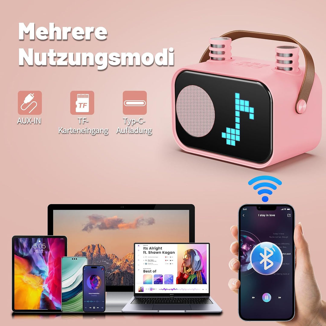 JYX Karaoke Anlage mit 2 Mikrofonen, Karaoke Maschine Kinder mit Professionellem Begleitmodus, Bluet