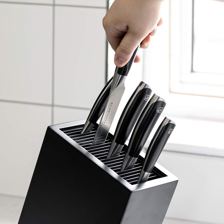 Rockingham Forge Messerblock, Kunststoff, Schräges Design, Leeres Messerblock, Schwarz