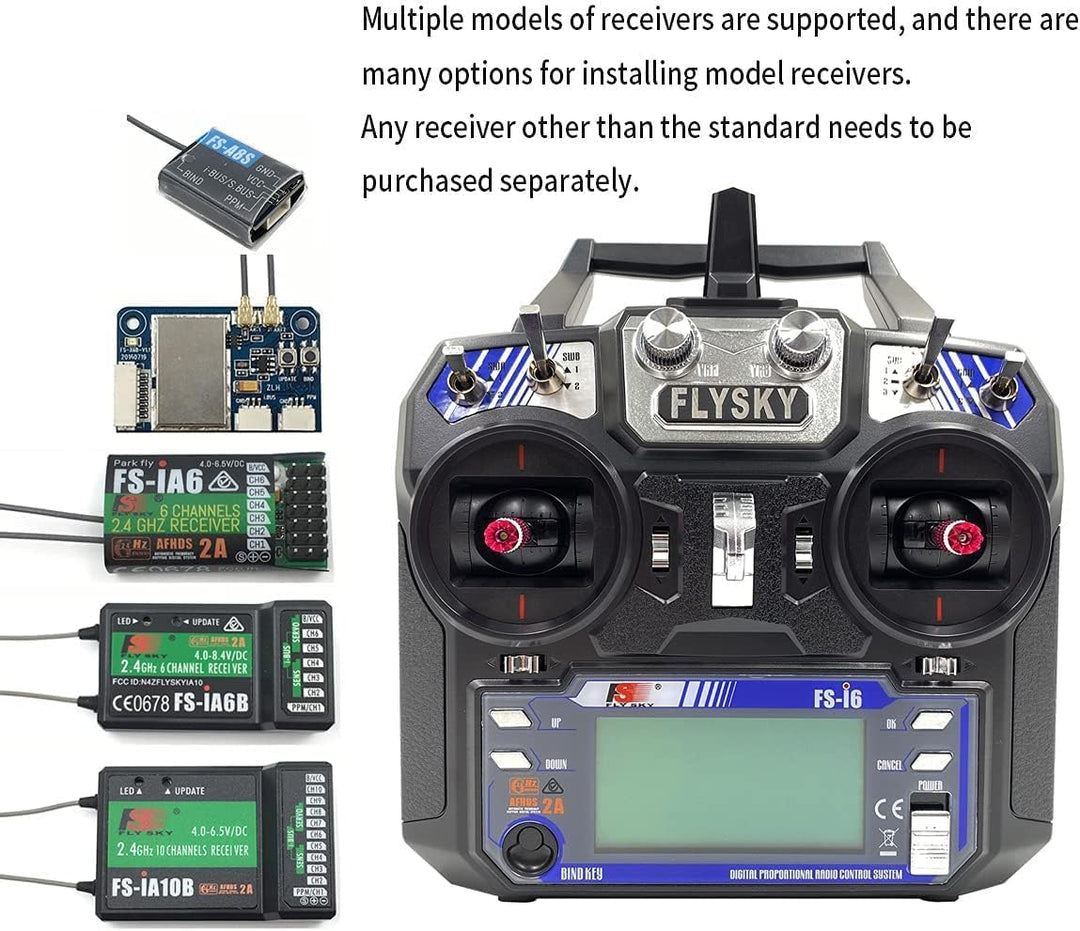 DTXMX Flysky FS-i6 2.4G 6 Kanal RC Sender mit FS-iA6 Empfänger Radio Control System für RC Quadkopte
