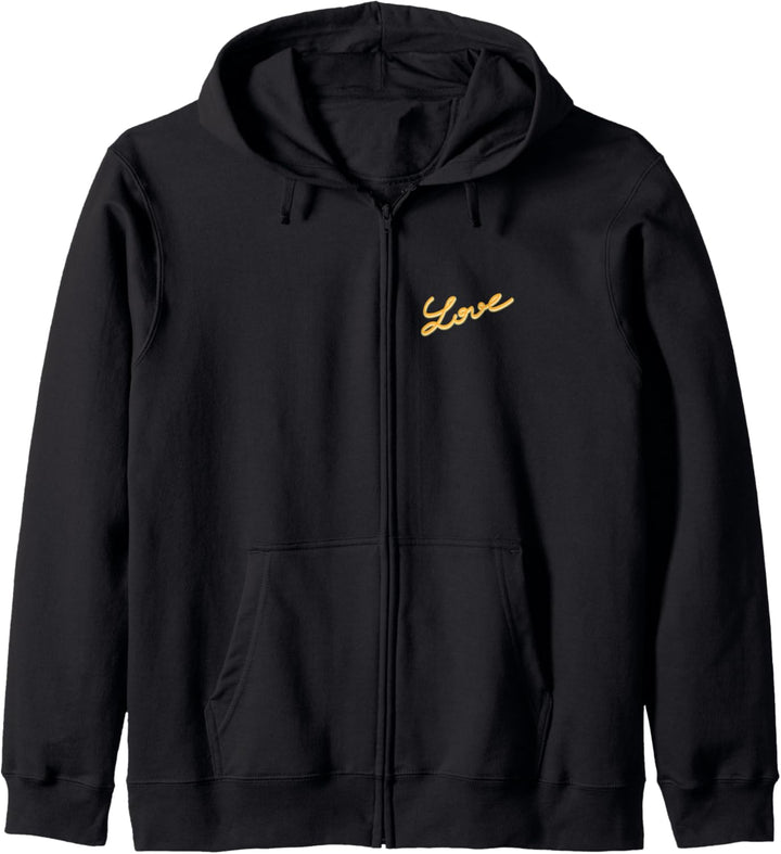 Liebe Schriftzug Gelb Vintage Stil Kapuzenjacke