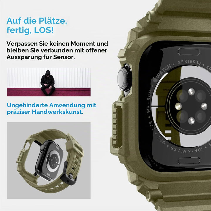 Spigen Rugged Armor Pro Hülle mit Armband Kompatibel mit Apple Watch 11/10 46mm (2025/2024) Vintage