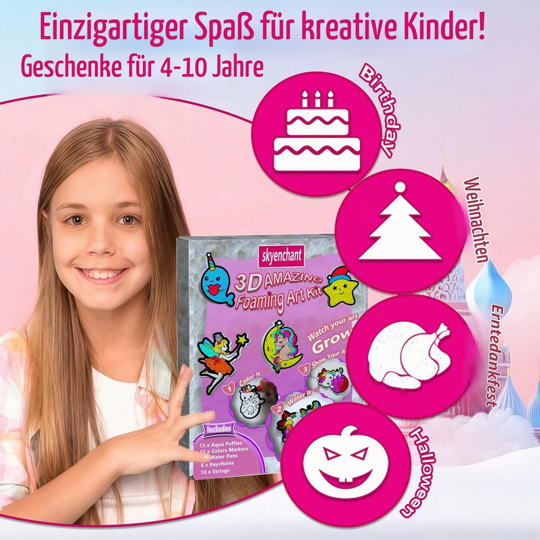 JRD&amp;BS WINL 3D-Kunstset für Kinder: Aqua-Aufschäum Süsse Prinzessinnen &amp; Einhörner, Malsets für Kind