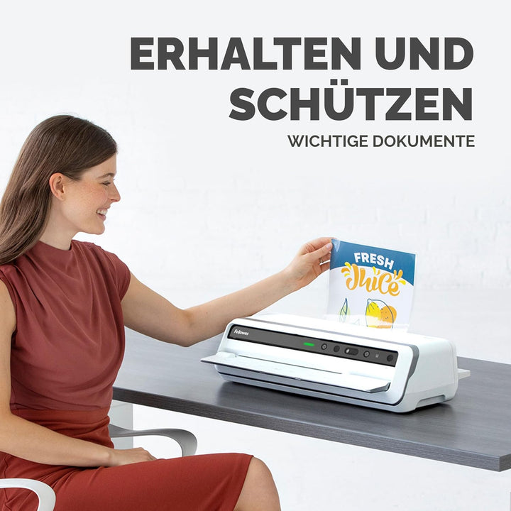Fellowes Laminierfolien im Format A2, 125 Mikron (2 x 125 mic), glänzende Heisslaminierfolien, 50 St