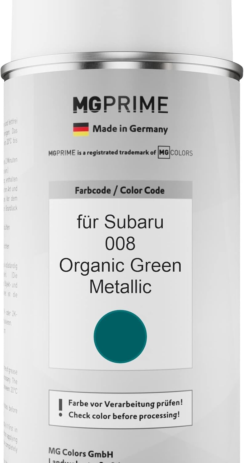 MG PRIME Autolack Sprühdosen Set für Subaru 008 Organic Green Metallic Basislack Klarlack Spraydose