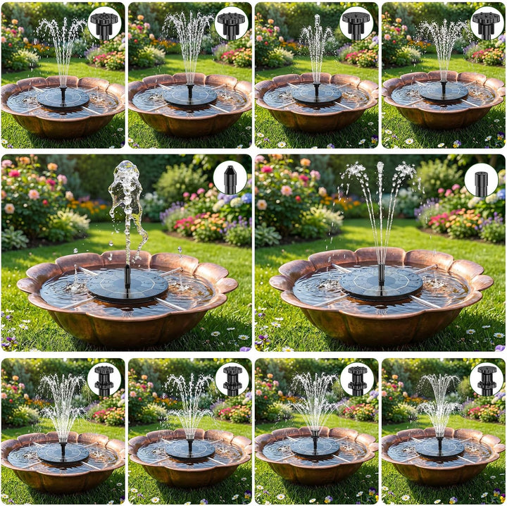 AISITIN 2PCS 3.5W Solarbrunnen für Draussen, Solar Springbrunnen mit Panel Eingebaute Batterie Wasse