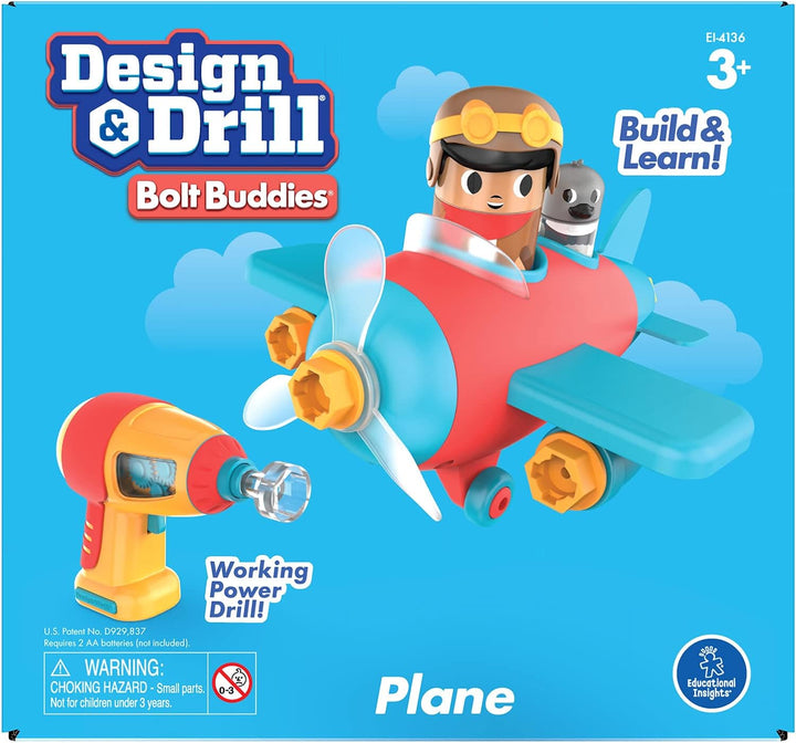 Learning Resources Design &amp; Drill Schrauberkumpel Flugzeug, Flieger-Spielset mit Flugzeug und Pilotf