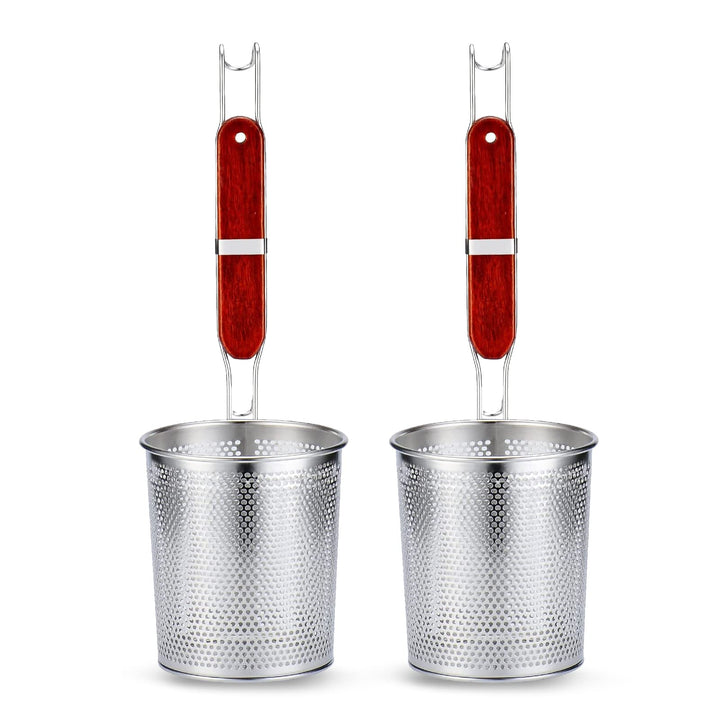 TENTA KITCHEN 2 Stück mikroperforiertes Edelstahl-Nudelsieb mit Griff,Lebensmittel-Teigtaschen-Nudel