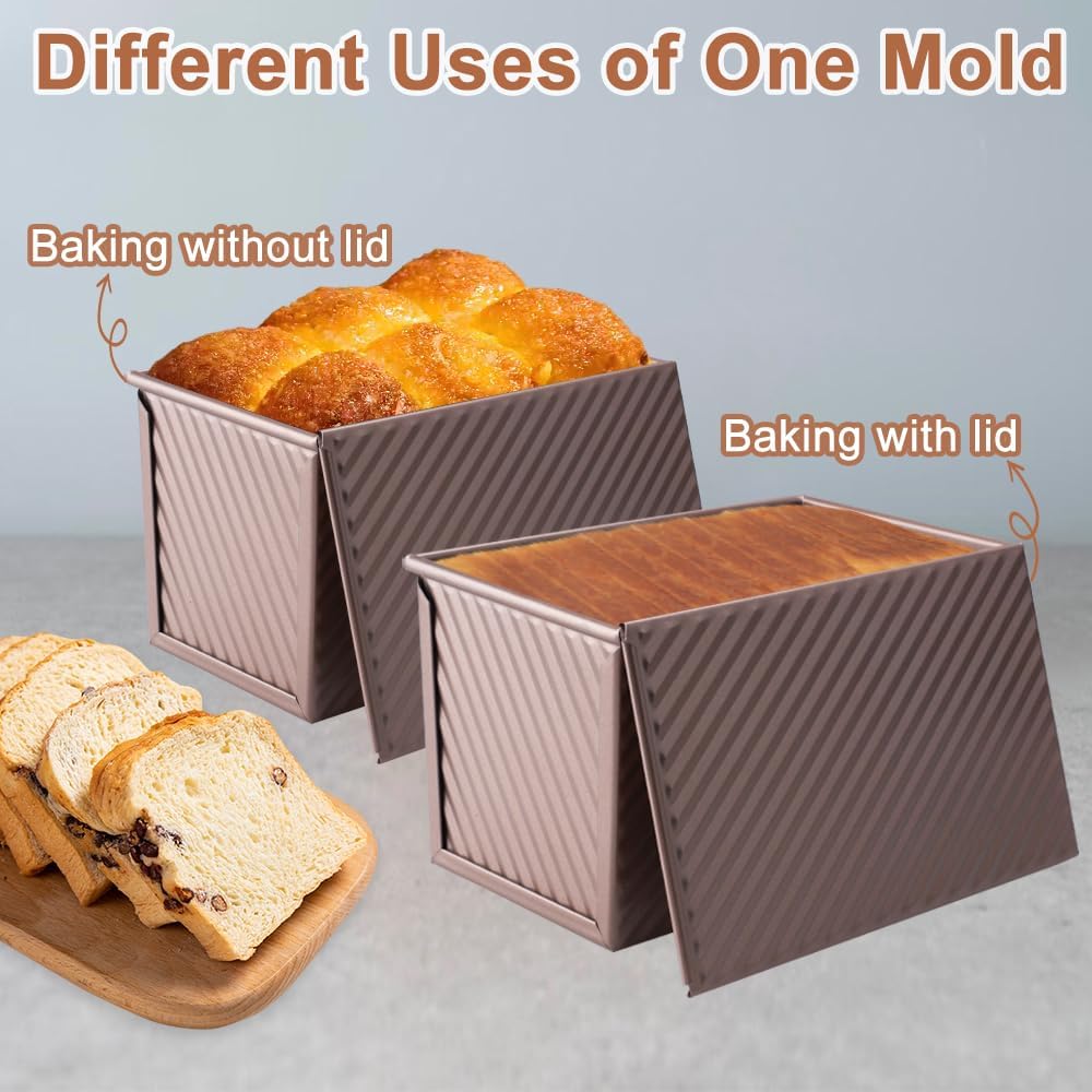 inodiref 2 Stück Brotbackform mit Deckel Antihaft Toastbrot Backform Kastenform mit Deckel mit Belüf