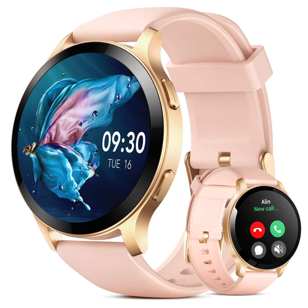 Parsonver Smartwatch Damen mit Telefonfunktion, Fitness-Tracker mit Herzfrequenz Schlafmonitor, 1.43