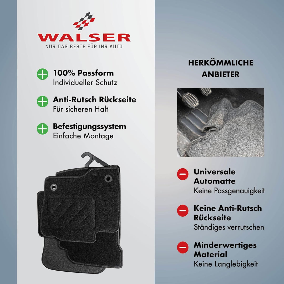 WALSER Comfort Auto Teppiche für Audi A4 B6/B6 Avant 2000-2005, Audi A4 B7/B7 Avant 2004-2008, 100%