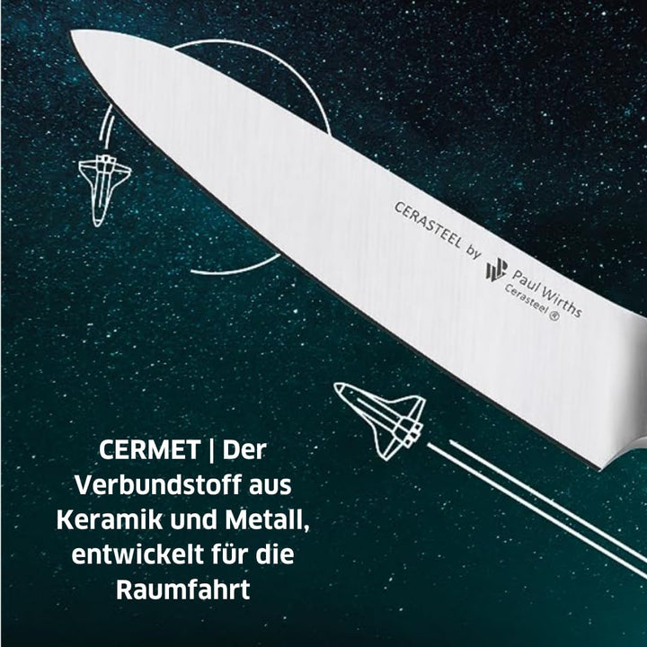 Paul Wirths CERASTEEL Gemüsemesser | Bruchfeste & extrem scharfe Klinge aus Keramik & Edelstahl | Kl