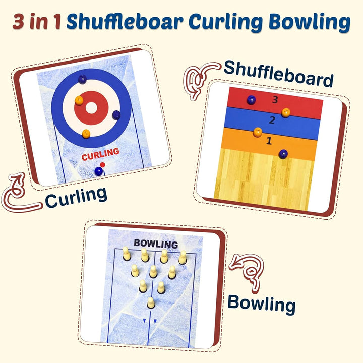 3 in 1 Shuffleboard Bowling Curling Spiel,Shuffleboard Tabelle top Games,Bowling Shuffleboard Tischs