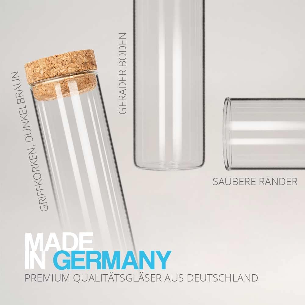 Tuuters 25 Stück Glas Gewürzgläser mit Korken Verschluss (120 x Ø30mm) | Kleine Glasfläschchen mit N