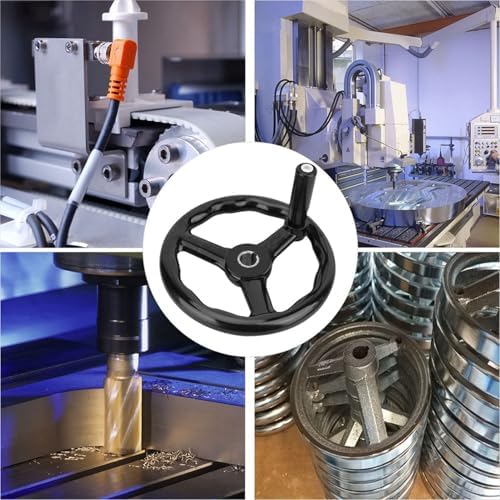 Garosa 200 * 18mm Handrad, Schwarz Anti-Rutsch-Bakelit 3-Speichen-Handrad mit Griff für Fräsmaschine