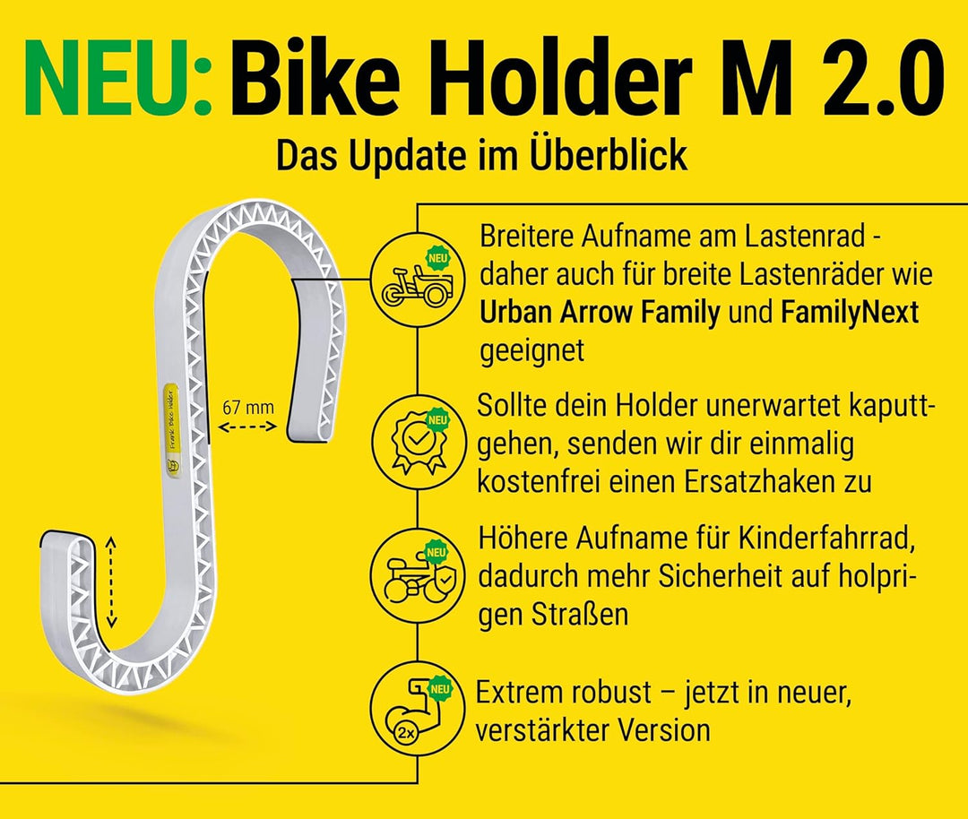 Frank Bike Holder M 2.0 – 2X Halterung für Kinderfahrrad &amp; Laufrad am Lastenrad | kompatibel mit Urb