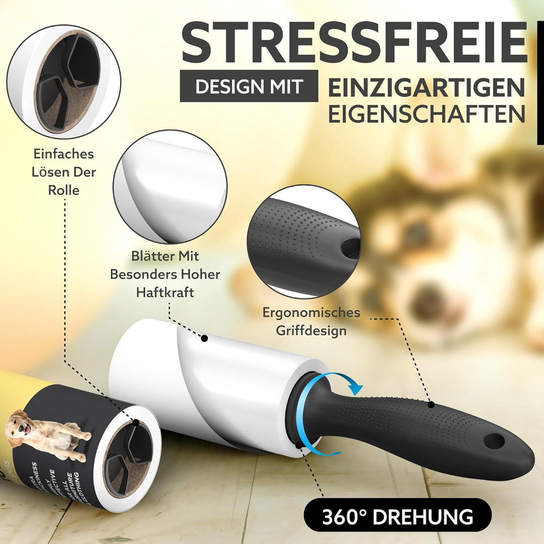Tydi Haustier-Fusselroller – 1000 Blatt & 2 Griffe – 100 Blatt pro Kleiderroller – Fusselroller für