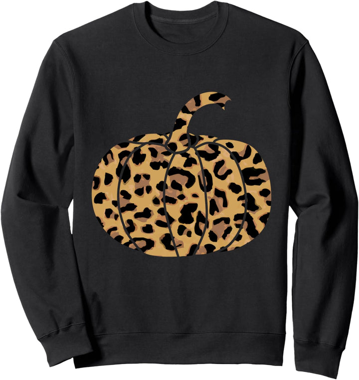 Leopard Cheetah Print Pumpkin Cute Womens Fall Autumn Gift Sweatshirt