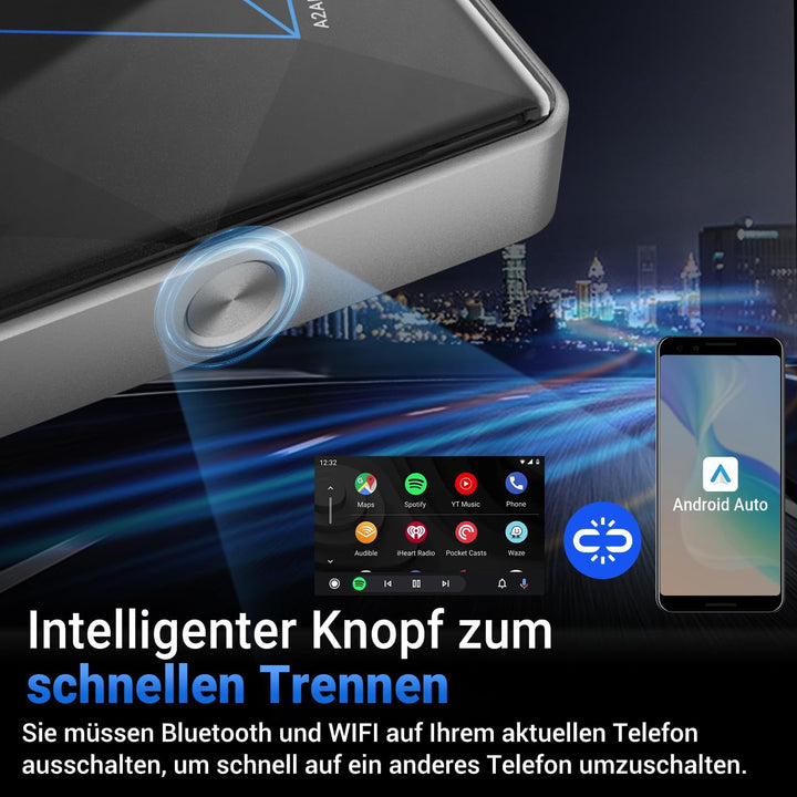 OTTOCAST Android-Auto-Wireless-Adapter-Kabellos-AA-Dongle, Android Car Kabellos Adapter Plug Play Dr
