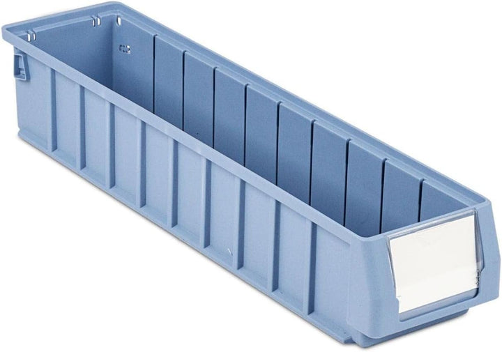 SparSet 5x Regalkasten 500 SN mit Etikett &amp; Schutzhaube | HxBxT 9x11,7x50cm | 3,5 Liter | Sichtlager