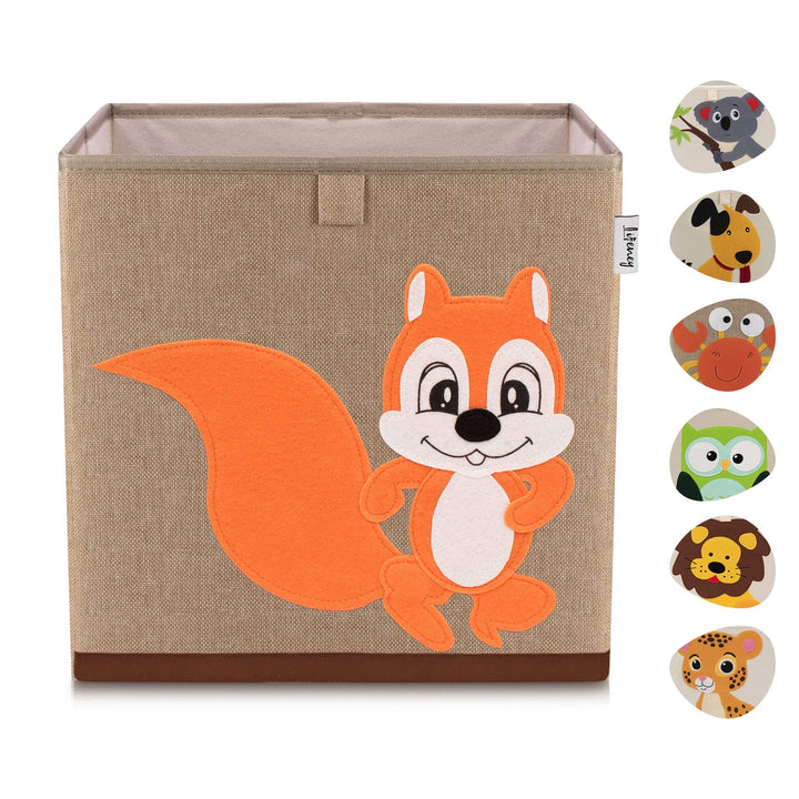Aufbewahrungsbox Kinder mit Eichhörnchen Motiv I Spielzeugbox mit Tiermotiv passend für Würfelregale