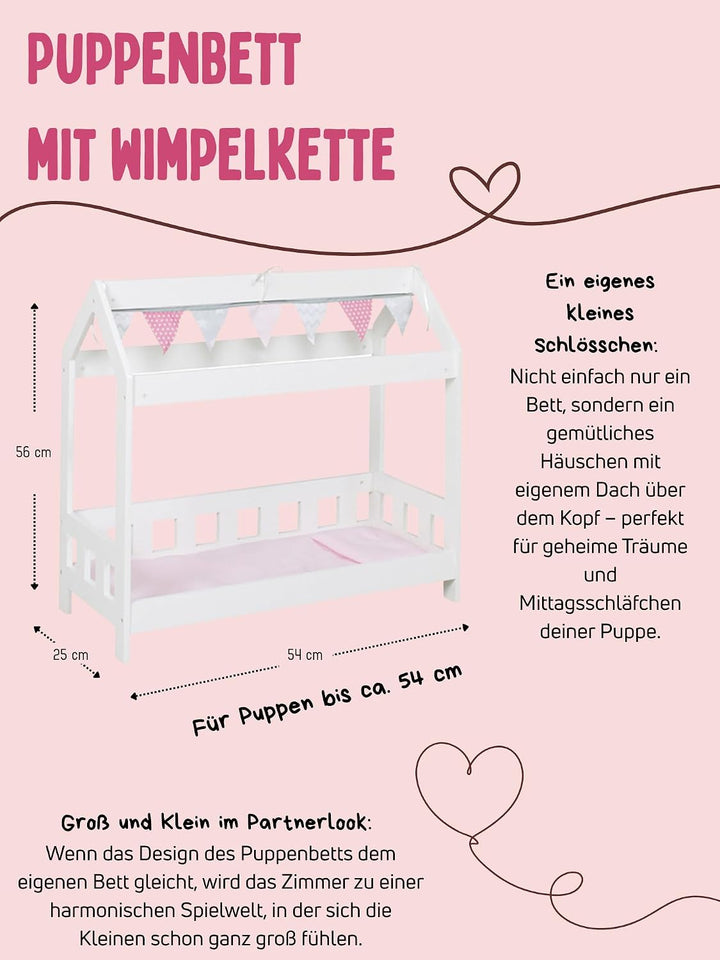 Bayer Chic 2000 507-95 Puppenbett, Cabin-Bett, Puppenmöbel in Stars grau, 56 x 25 x 54 cm, 507-95