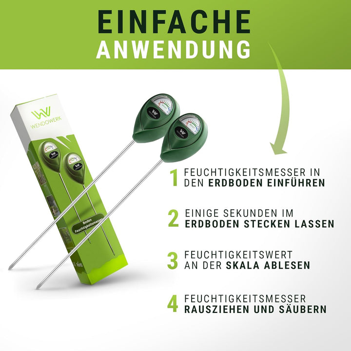 [2 Stück Extra Langer Boden Feuchtigkeitsmesser für Pflanzen 40CM [Grün/Grün] - Ohne Batterien - Ver