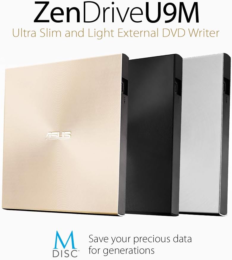Asus ZenDrive U9M externer DVD-Brenner (für Apple MacBook &amp; Windows PCs/Notebooks, inkl. USB-C Kabel