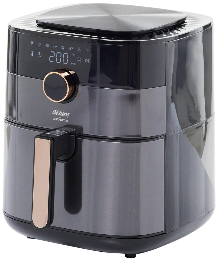 Arzum 6L Heissluftfritteuse Schwarz, 8 voreingestellte Kochprogramme Airfryer ölfreies, gesundes Fri