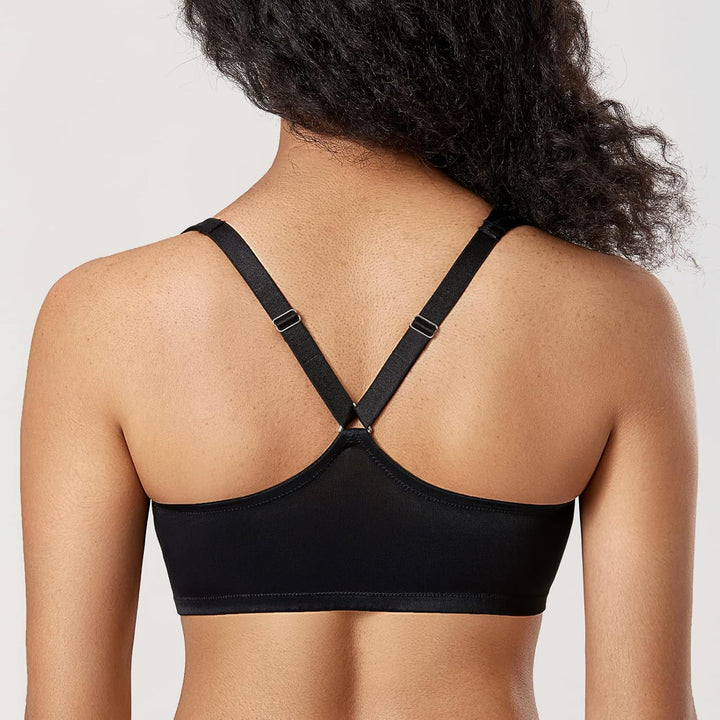 DELIMIRA Damen Vorderverschluss Racerback BH Grosse Grössen Bügel BHS Tiefer Ausschnitt Ungefüttert