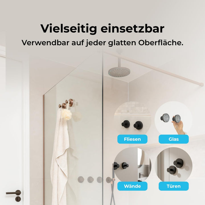 Sanova Handtuchhalter ohne Bohren 2er Set Kupfer Bronze – Handtuchhaken mit Saugnapf – Twist &amp; Lock