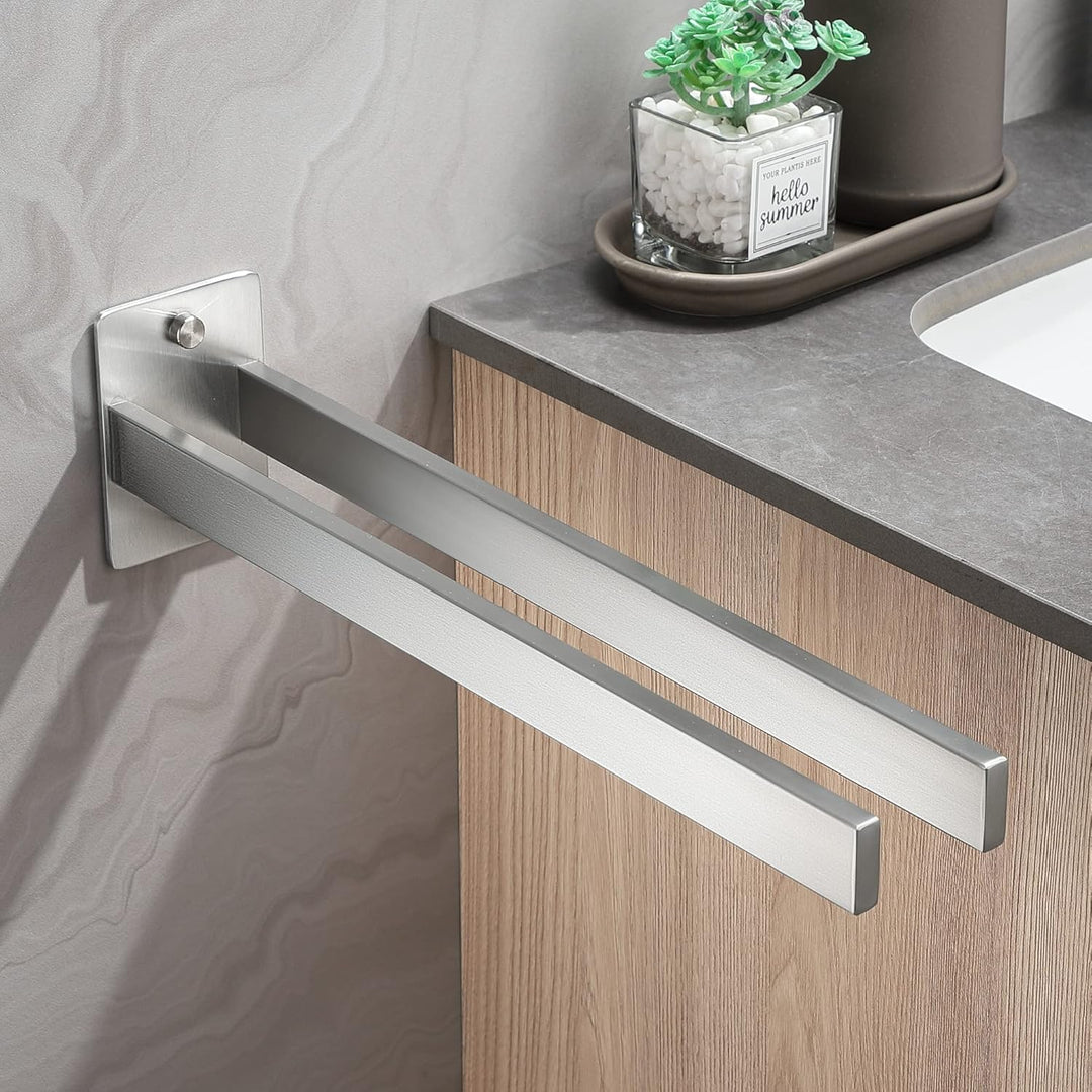 Dvocel Handtuchhalter Bohren Eckig Handtuchstange Doppelt 304 Edelstahl Silber Handtuchalterung Zwei