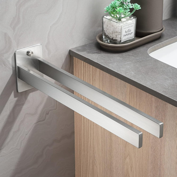 Dvocel Handtuchhalter Bohren Eckig Handtuchstange Doppelt 304 Edelstahl Silber Handtuchalterung Zwei