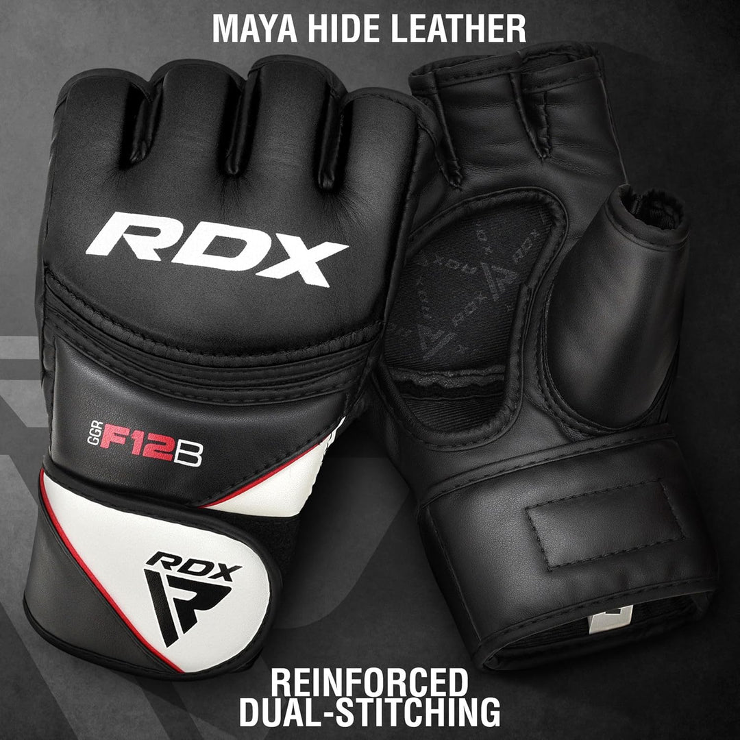 RDX MMA Maya Hide Handschuhe, Leder, Training, Kampfkunst, Boxsack, Kampf, Sparring, Kickboxen S sch