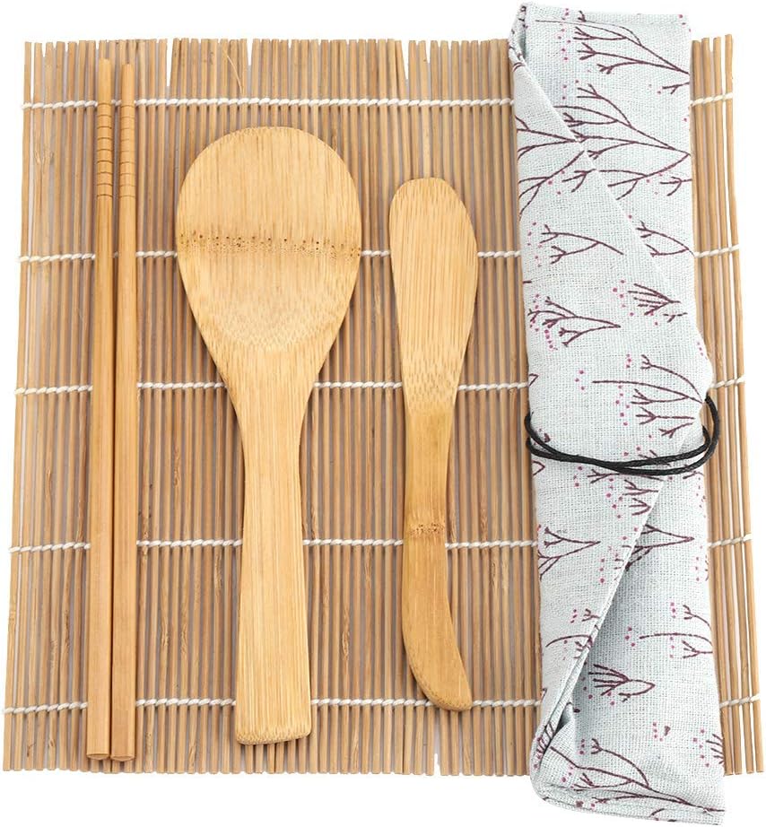 Sushi Making Kit Sushi Maker Roller Kit Enthält 2 Rollmatten 5 Essstäbchen 1 Paddel 1 Sushi-Klinge H