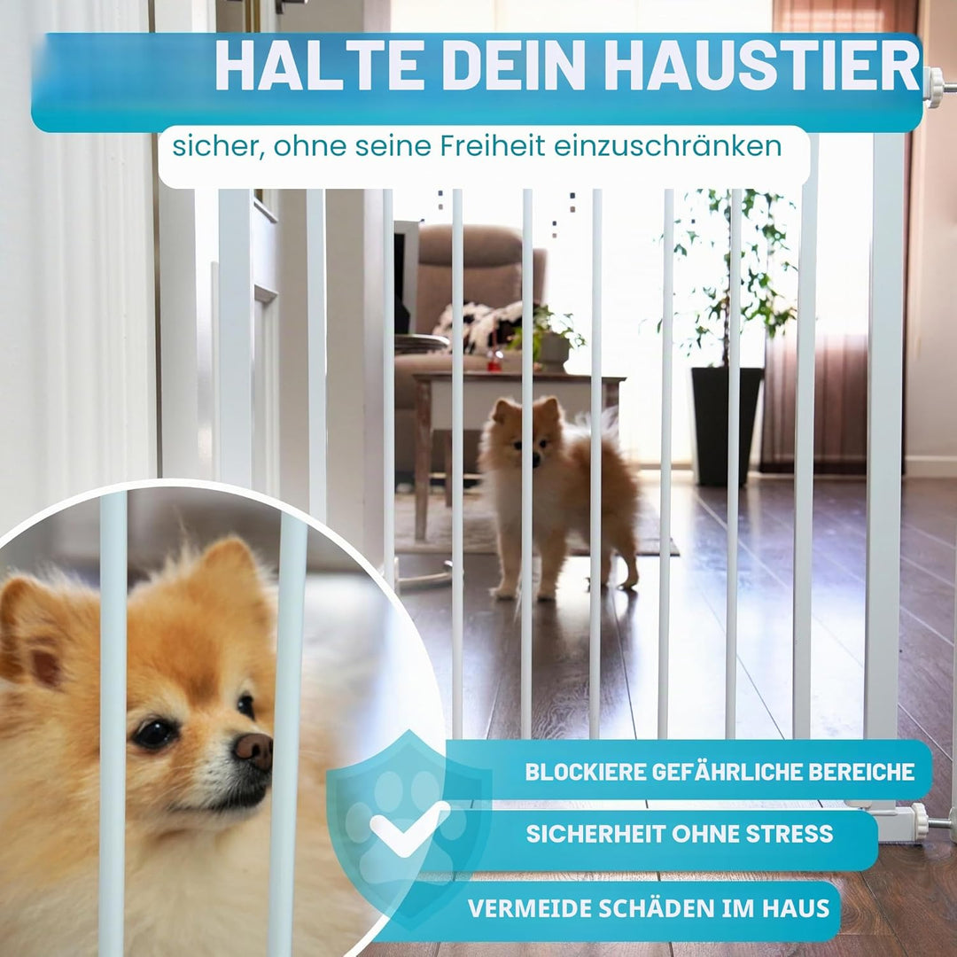 ALMAR Baby Sicherheitsgitter, 67-74 cm, Weiss, einfache Montage, ohne Schrauben für Türen, Flure ode
