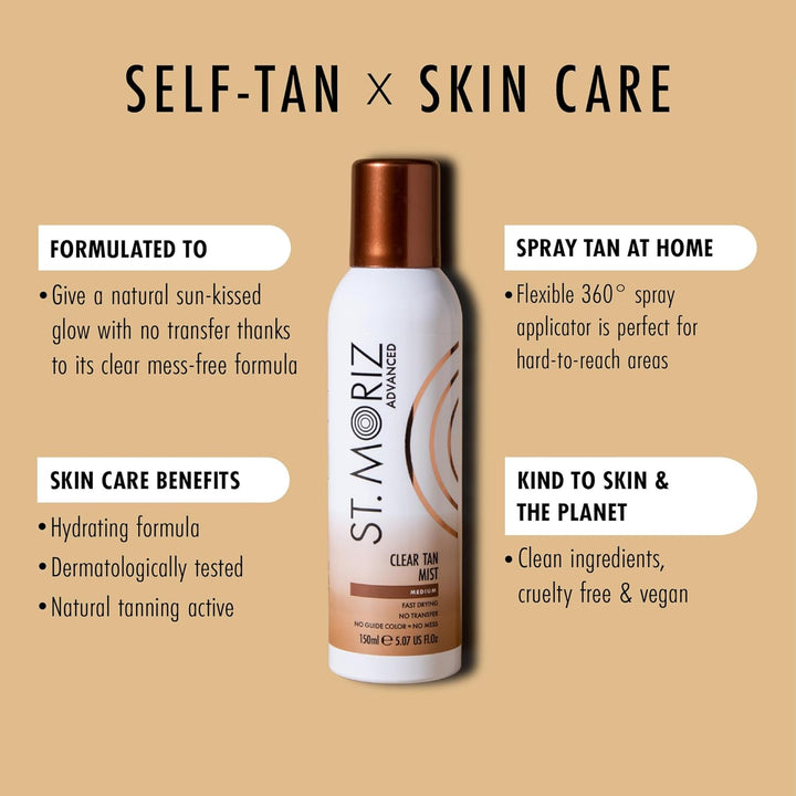 St Moriz Advanced Spray Tan in der Dose, schnell trocknend Vegan Fake Tan, mittel (150ml)
