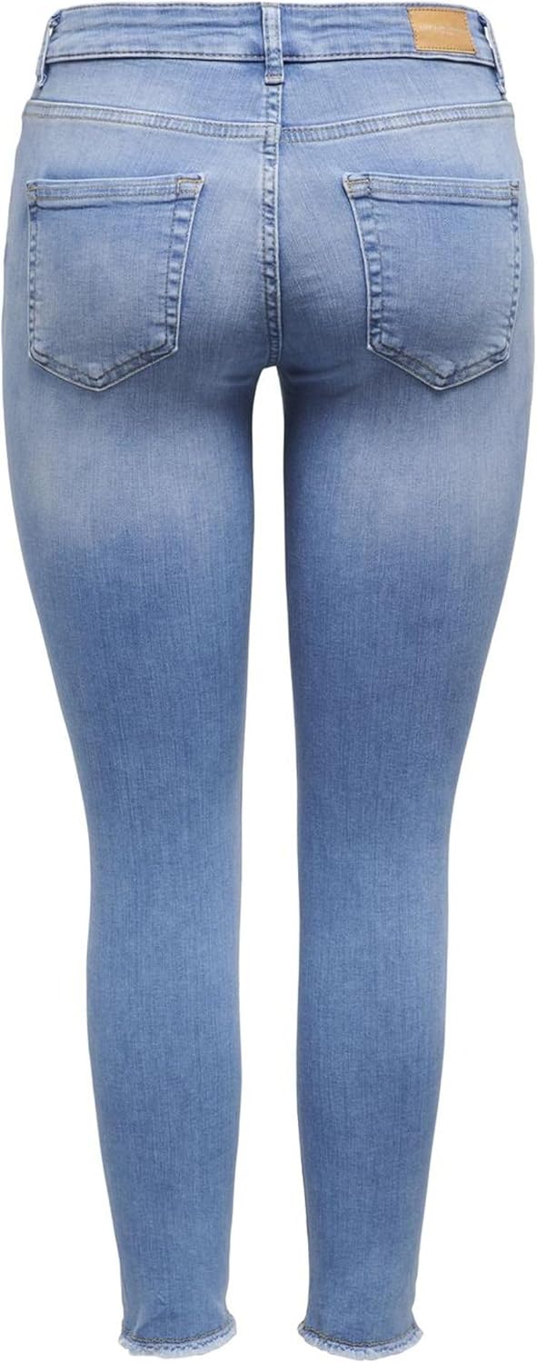 ONLY Damen ONLBLUSH Life MID SK ANK RAW REA155 15250087 S / 32L Light Medium Blue Denim, S / 32L Lig