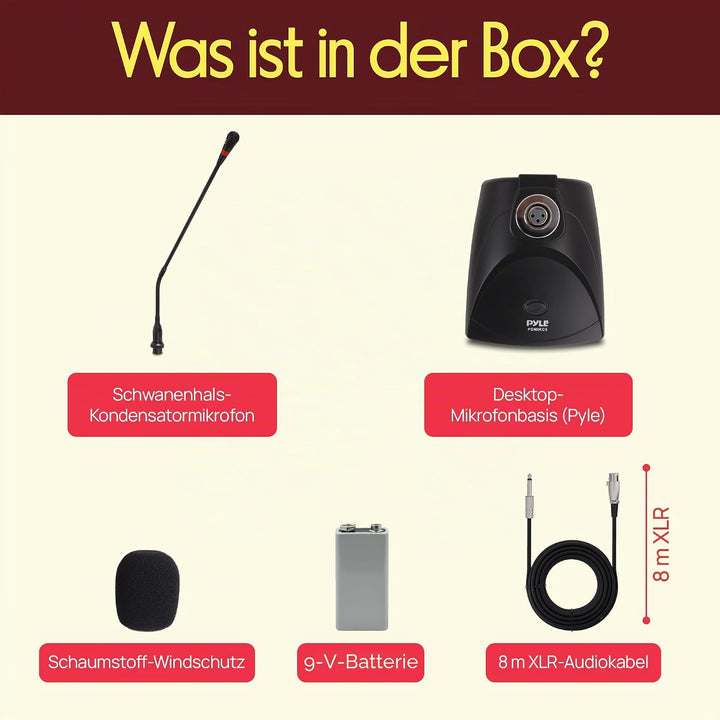 Pyle Tischmikrofon für PC, Podcast, Konferenzen oder für Karaoke & Studio-Audioaufnahmen, mit Kabel