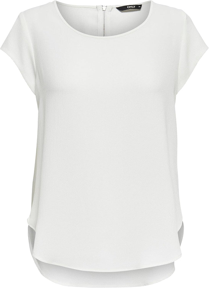 ONLY Damen Onlvic S/S Solid AOP Top Ptm T-Shirt, Blusenshirt, Kurzarm, 2er Pack (1x Cloud Dancer/1x