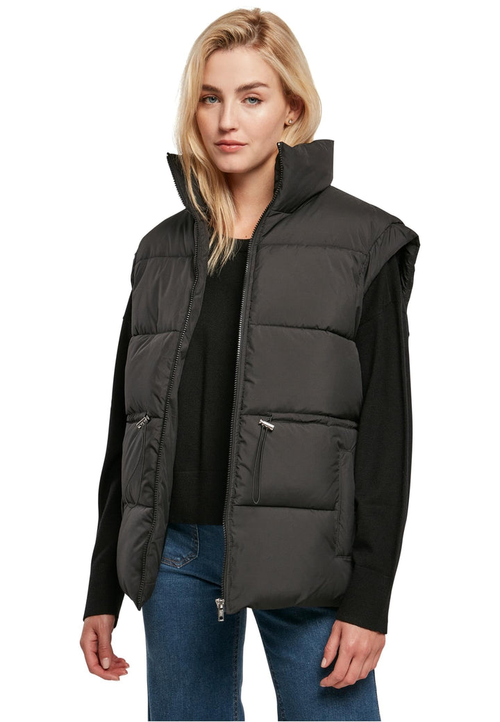 Urban Classics Damen Ladies Waisted Puffer Vest Weste XS Schwarz, XS Schwarz