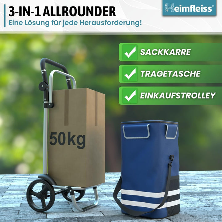 Heimfleiss® Einkaufswagen klappbar mit 56L Volumen | Einkaufstrolley klappbar mit 50kg Traglast | Le